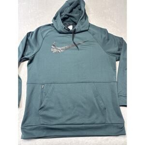 Nike Therma Fit Hoodie Teal Green Pullover Large Minimalist Sportswear SZ L EUC